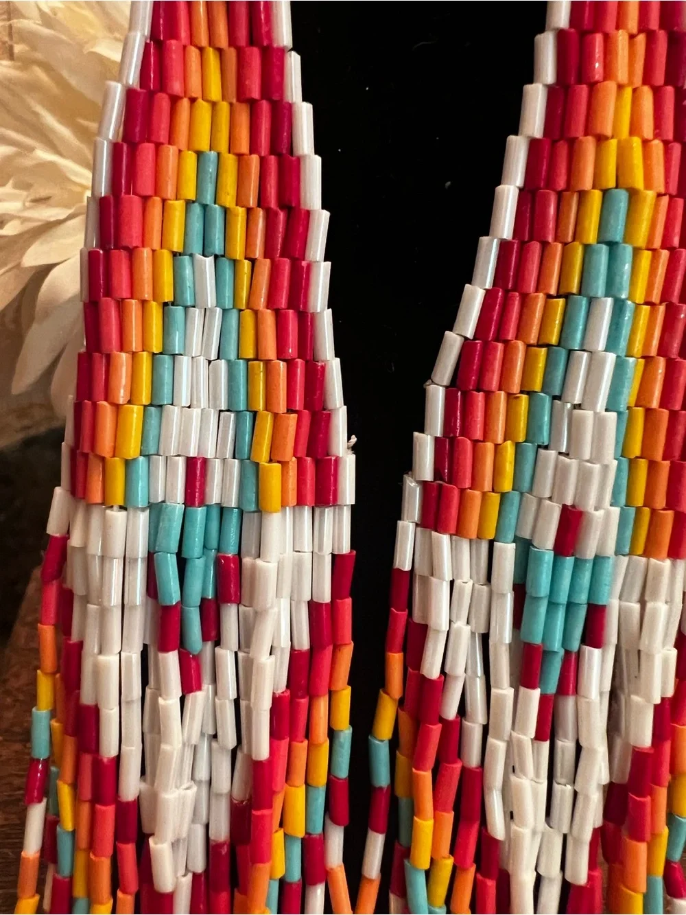 Handmade Beaded Fringe Statement Earrings | Boho Western | 10” Long